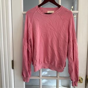 THE GREAT. Women’s Pink Distressed Detail Balloon Sleeve Sweatshirt Size M